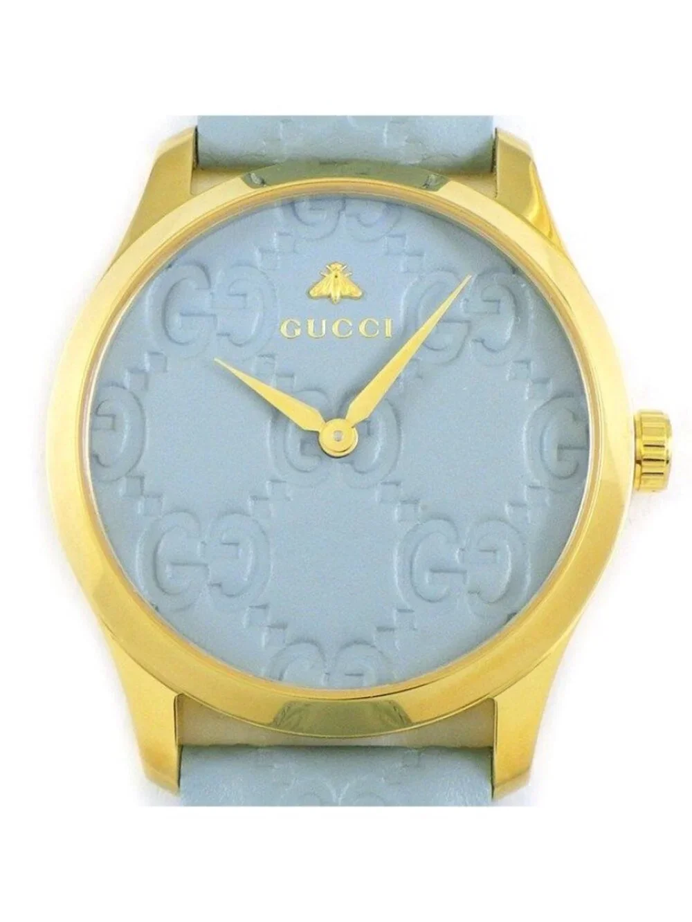 Gucci Watch G-Timeless 126.4 Blue Dial SS Leather Strap Quartz Analog